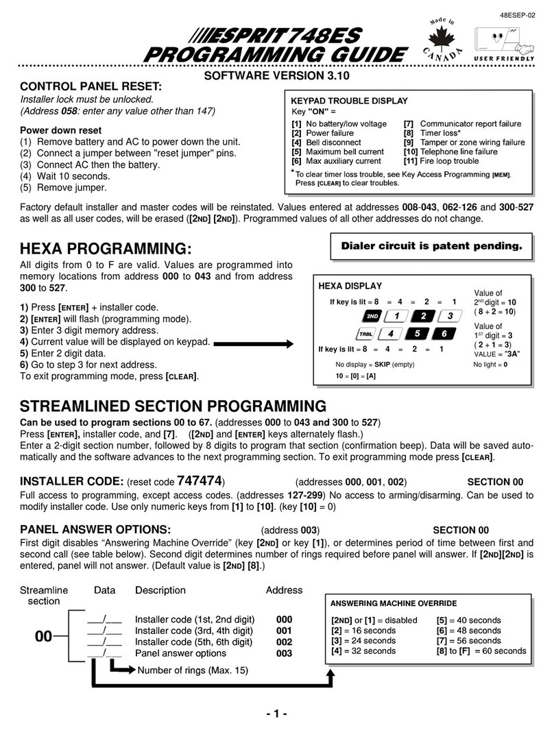 Paradox Esprit 748ES Operating instructions