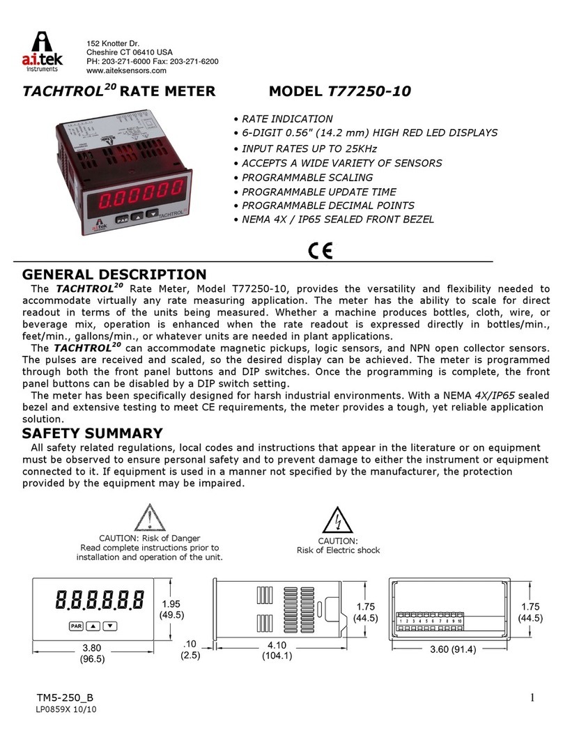 AI-Tek Instruments TACHTROL20 T77250-10 manual
