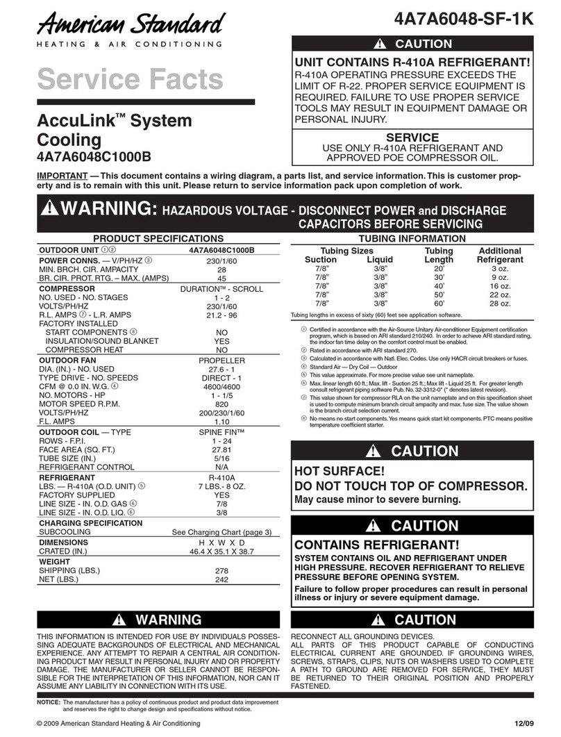 American Standard AccuLink 4A7A6048C1000B Service manual American Standard AccuLink 4A7A6048C1000B Service manual