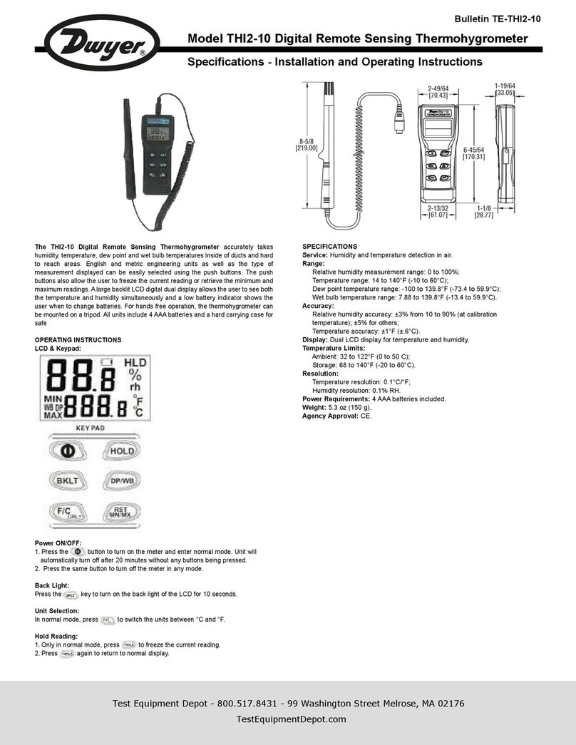 Dwyer Instruments THI2-10 Installation and operating instructions Dwyer Instruments THI2-10 Installation and operating instructions