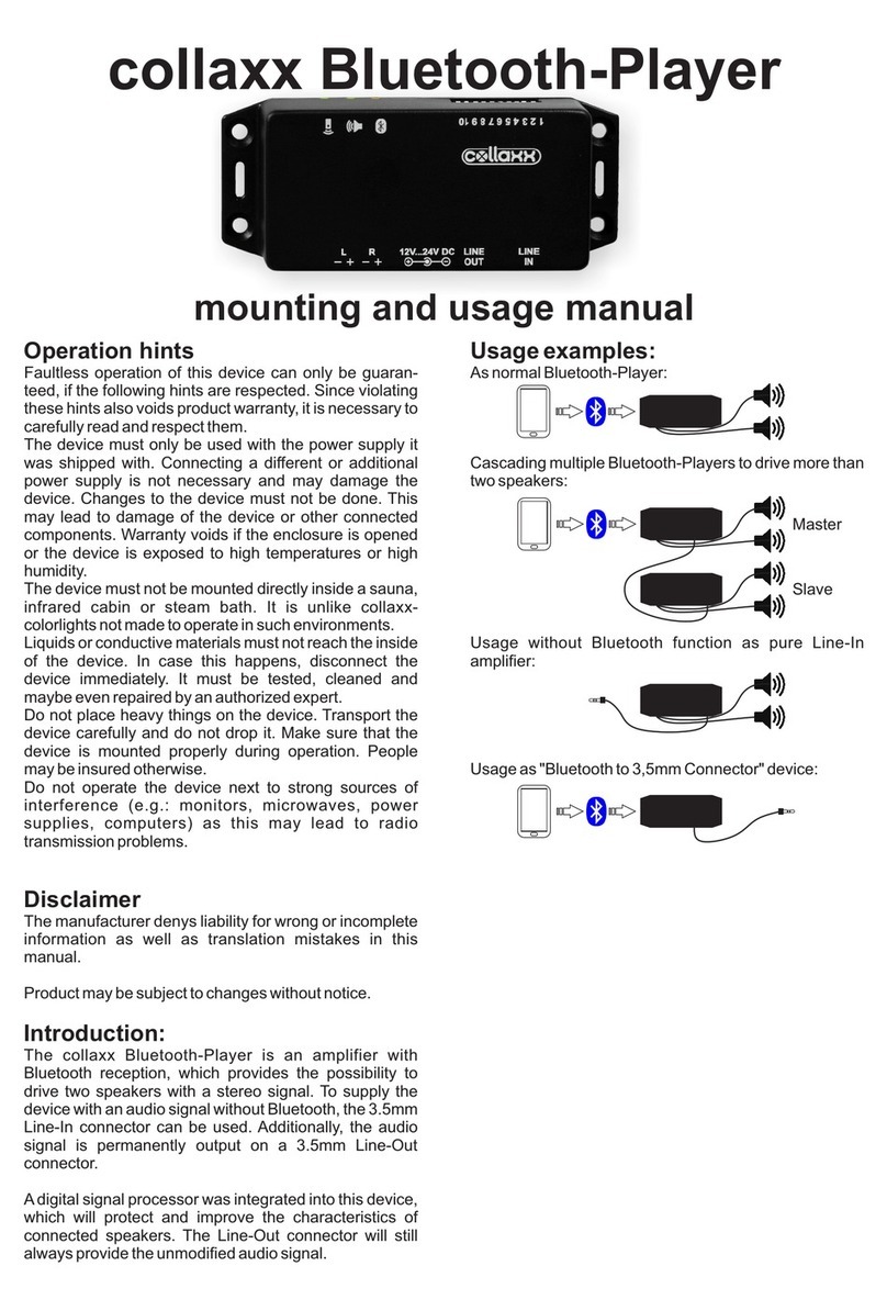 collaxx Bluetooth-Player Mounting and usage manual