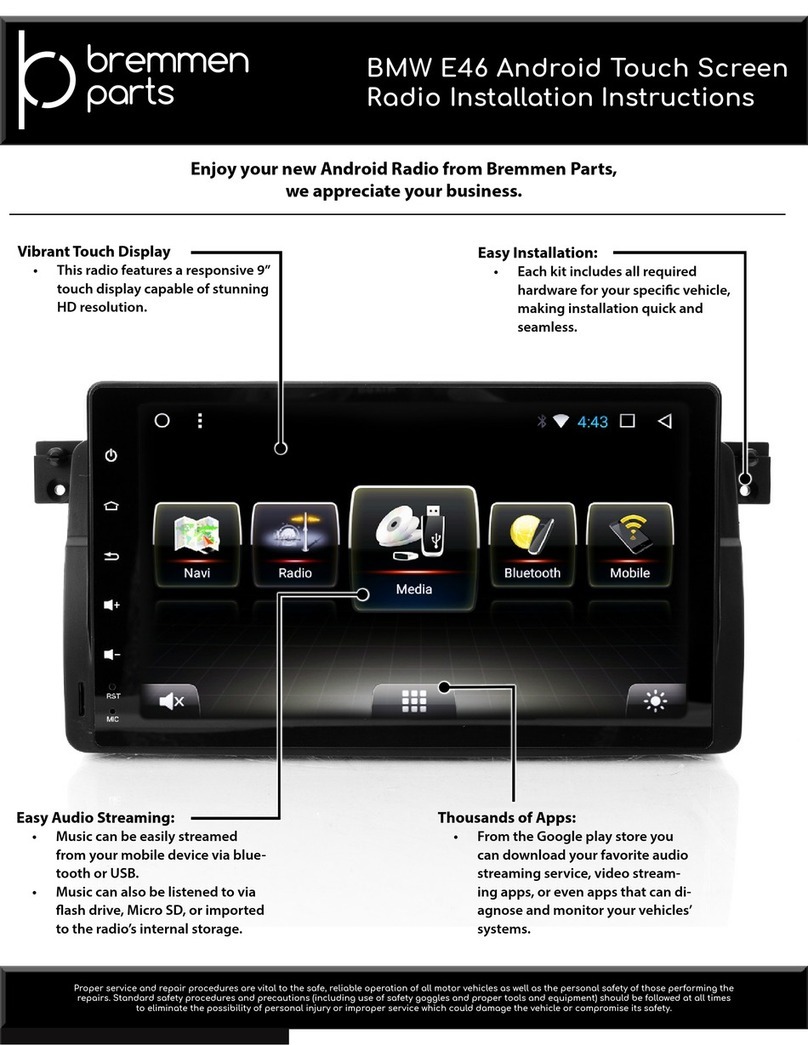 Bremmen Parts BMW E46 Android Touch Screen Radio installation instructions Bremmen Parts BMW E46 Android Touch Screen Radio installation instructions