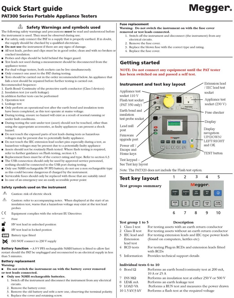 Megger PAT300 Series quick start guide