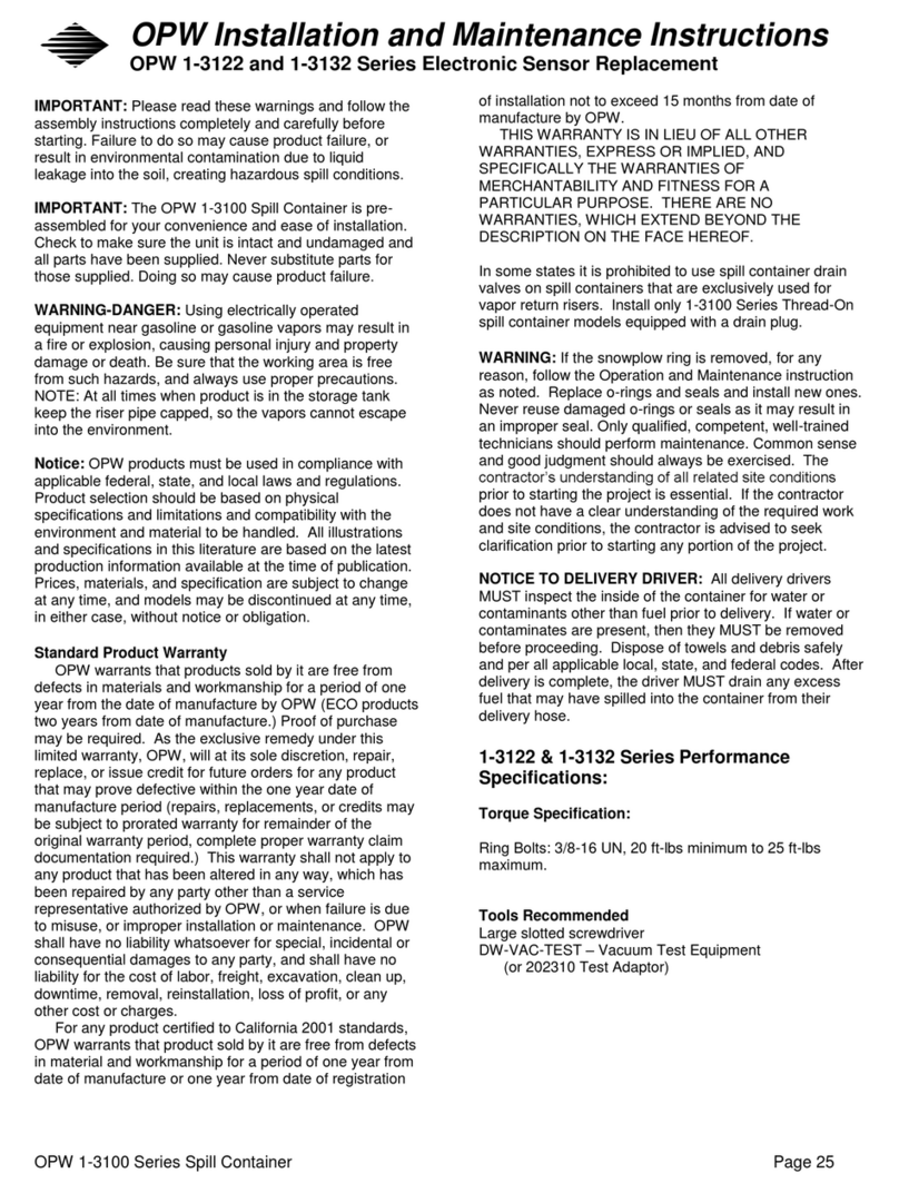 OPW 1-3122 Series Installation and maintenance instructions