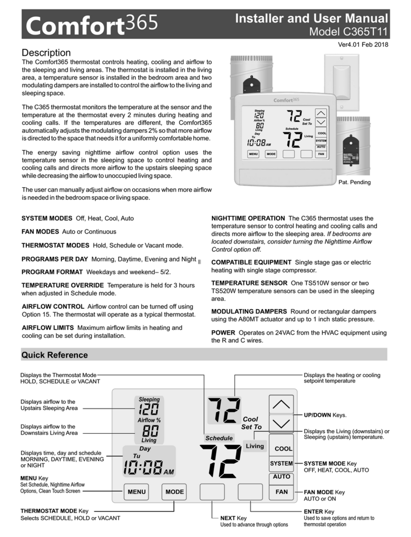 eControls Comfort365 C365T11 installer and user manual