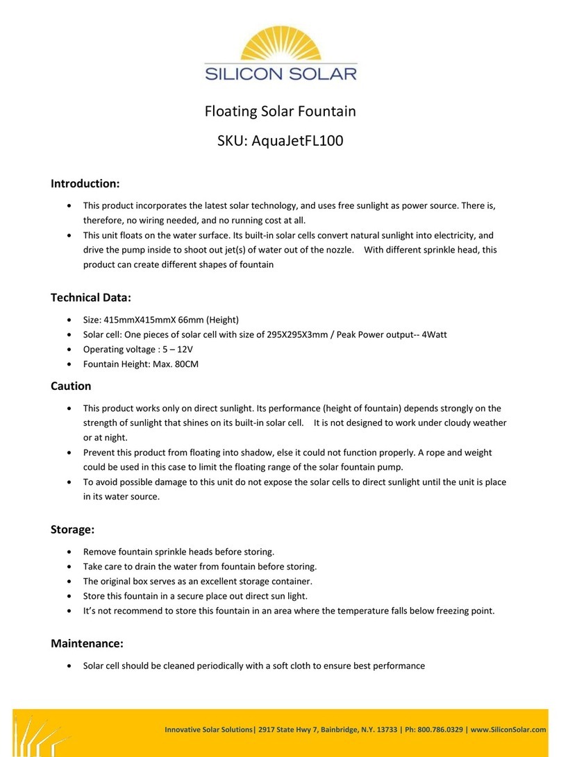Silicon Solar AquaJetFL100 Technical data Silicon Solar AquaJetFL100 Technical data