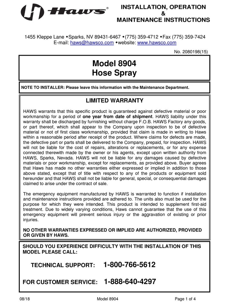 Haws 8904 Installation, operation & maintenance instructions