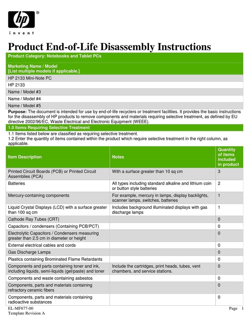 HP 2133 Mini-Note PC Product End-of-Life Disassembly Instructions HP 2133 Mini-Note PC Product End-of-Life Disassembly Instructions
