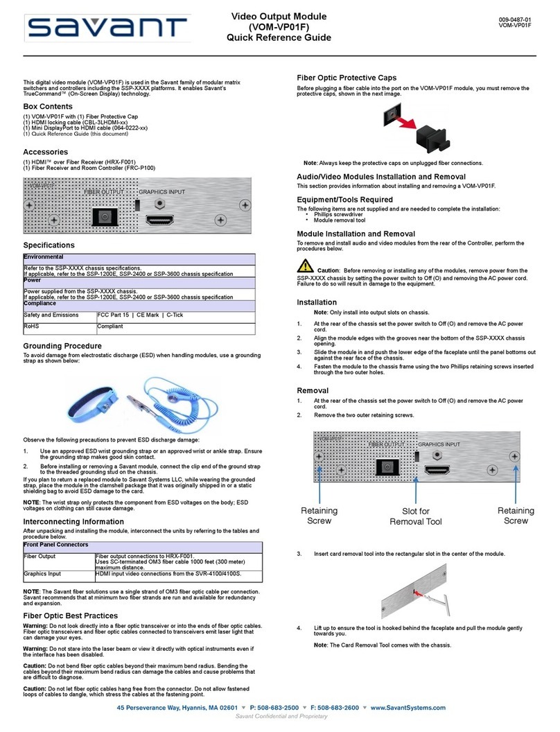Savant VOM-VP01F User manual