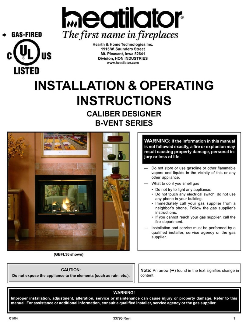 Heatilator CALIBER DESIGNER B-VENT SERIES User manual