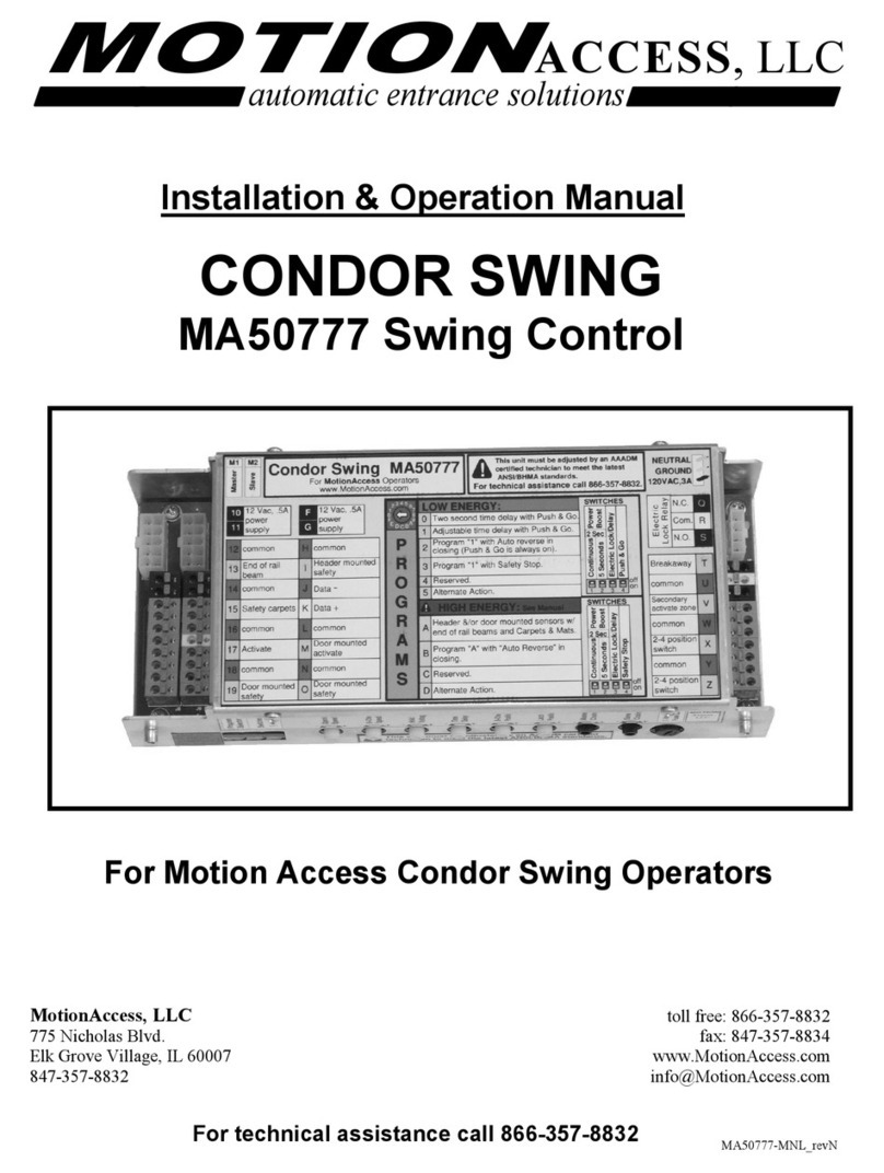 Motion Access CONDOR SWING MA50777 Installation & operation manual