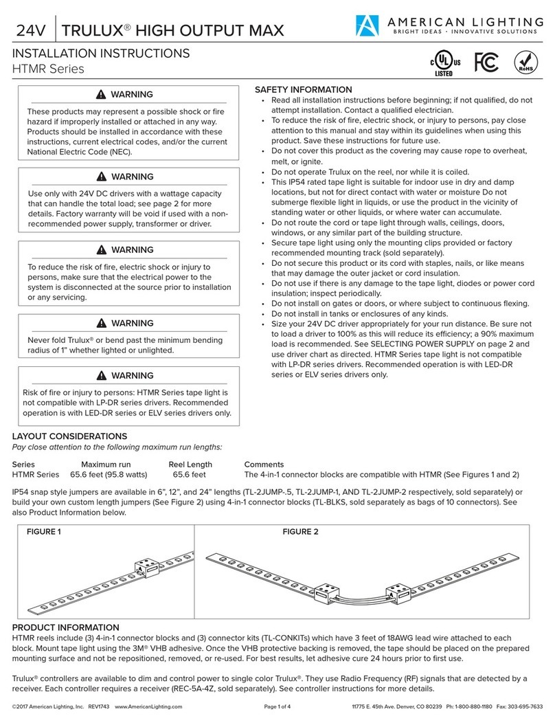 American Lighting TRULUX HIGH OUTPUT MAX Series installation instructions