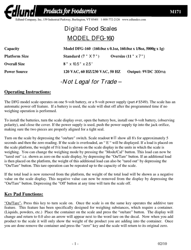 EDLUND DFG-160 operating instructions