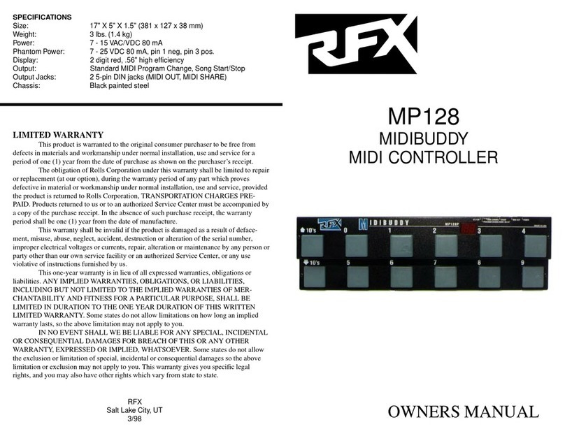 RFX MIDIBUDDY MP128 owner's manual