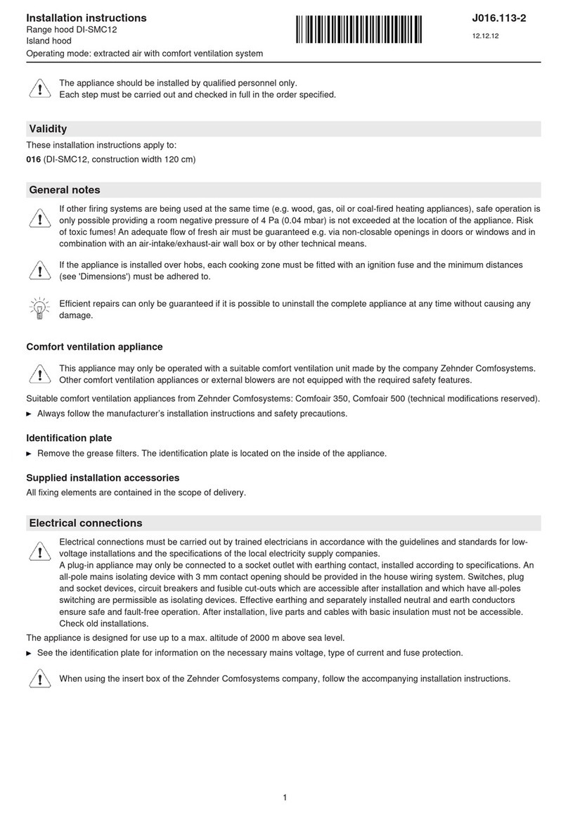 V-ZUG DI-SMC12 installation instructions V-ZUG DI-SMC12 installation instructions