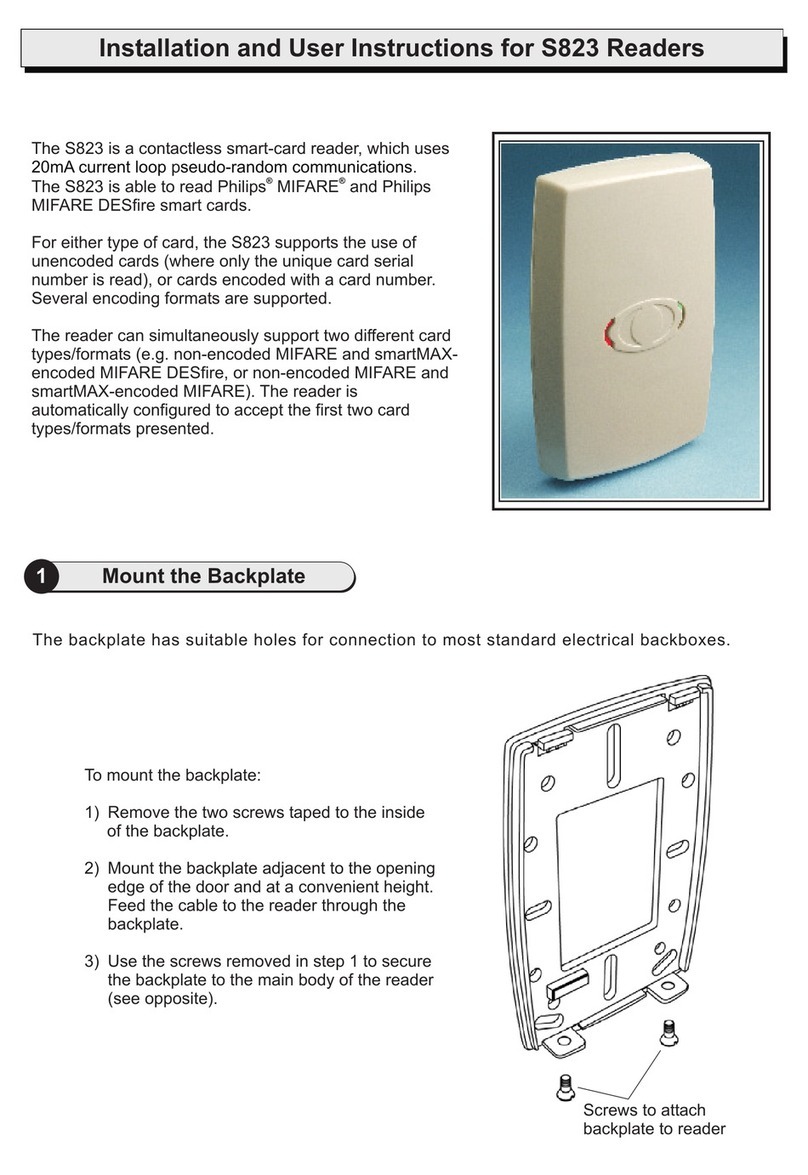 AMAG Technology S823 Installation and user instructions
