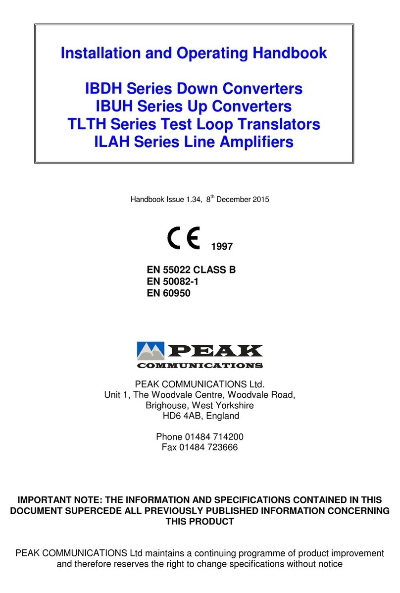 PEAK COMMUNICATIONS IBDH Series Installation and operating handbook PEAK COMMUNICATIONS IBDH Series Installation and operating handbook