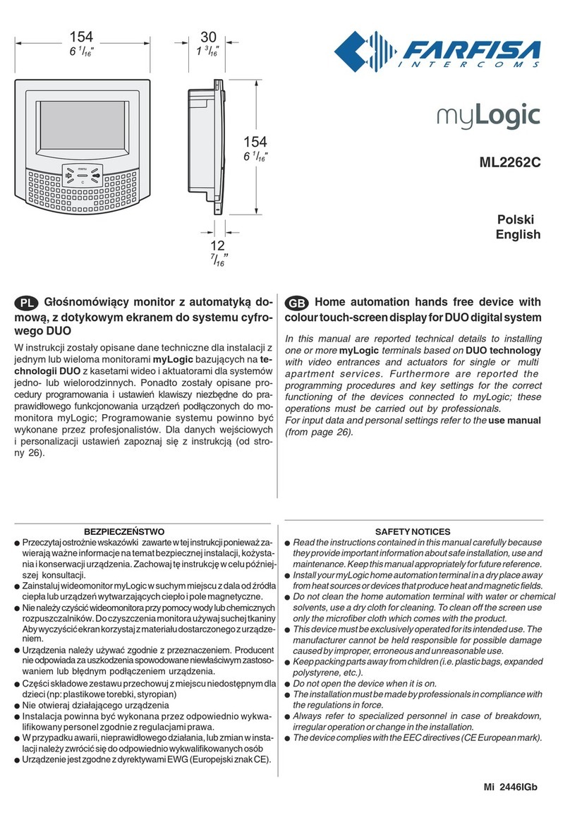 Farfisa myLogic ML2262C Installation and user manual