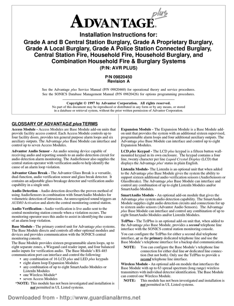 Advantor ADVANTAGE PLUS installation instructions