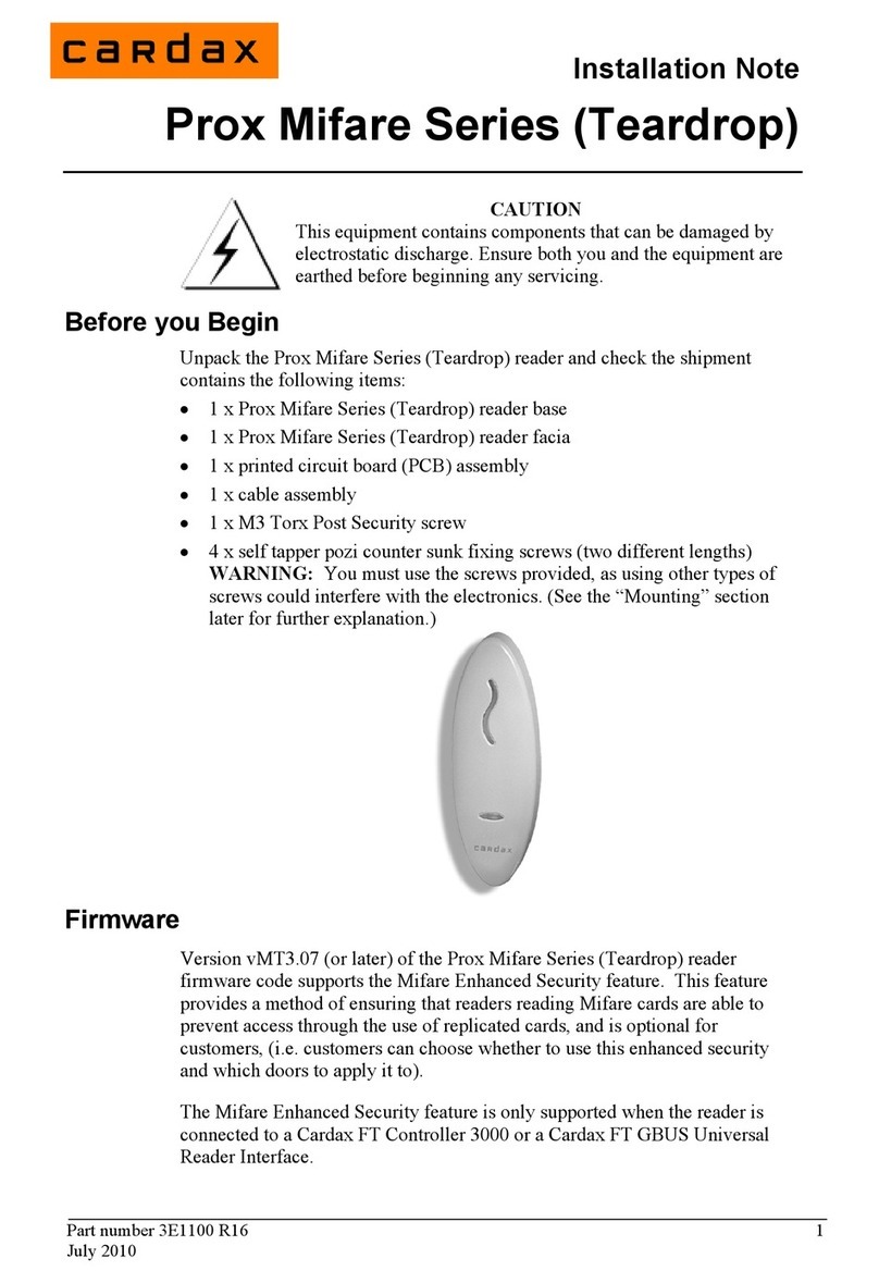 Cardax Prox Mifare Series Installation note Cardax Prox Mifare Series Installation note