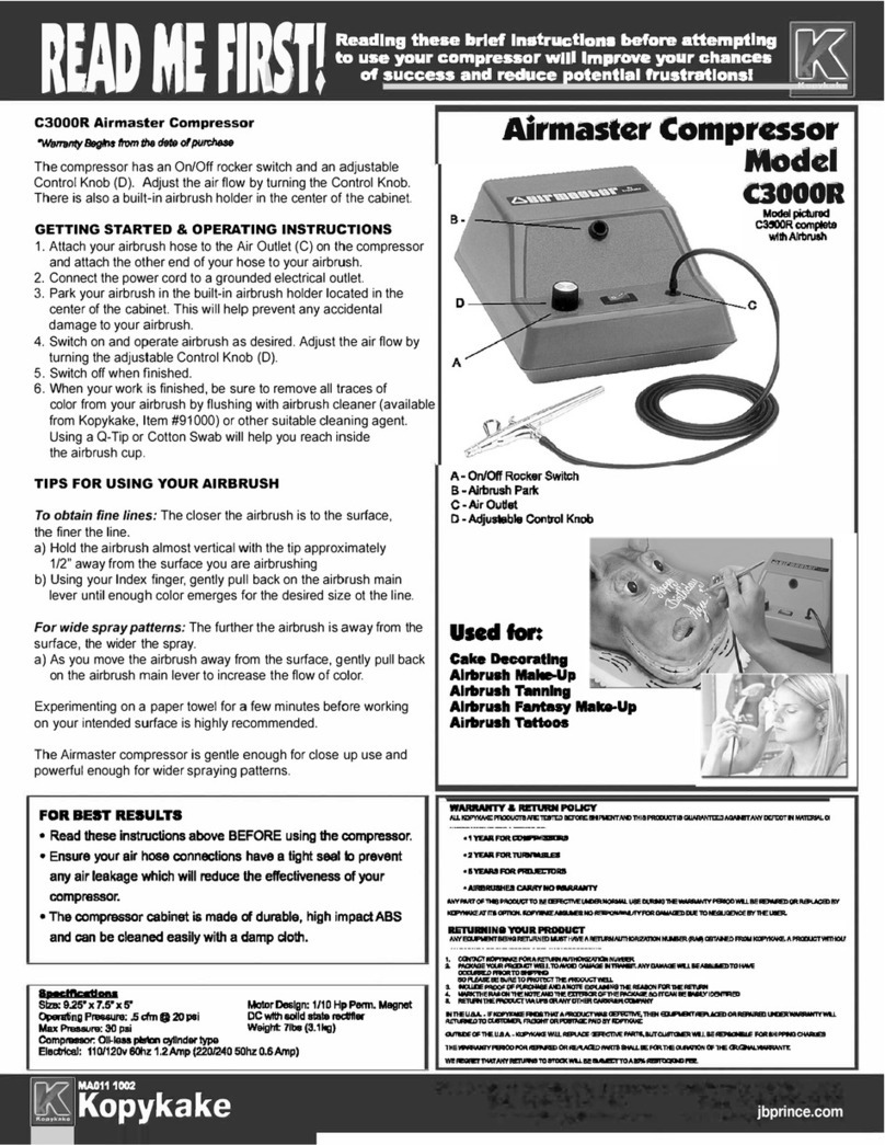 Kopykake Airmaster Compressor C3000R Reference guide