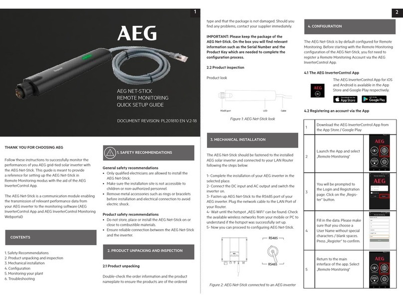 AEG NET-STICK Quick setup guide