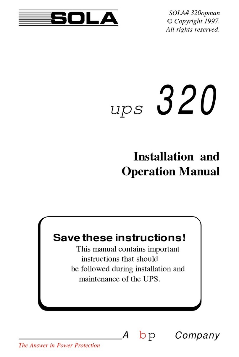 Sola 320 Installation and operation manual