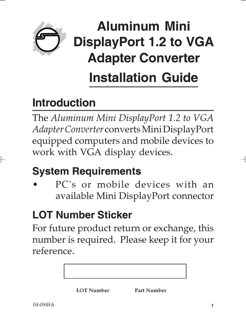 SIIG Aluminum Mini DisplayPort 1.2 to VGA Adapter... User manual SIIG Aluminum Mini DisplayPort 1.2 to VGA Adapter... User manual