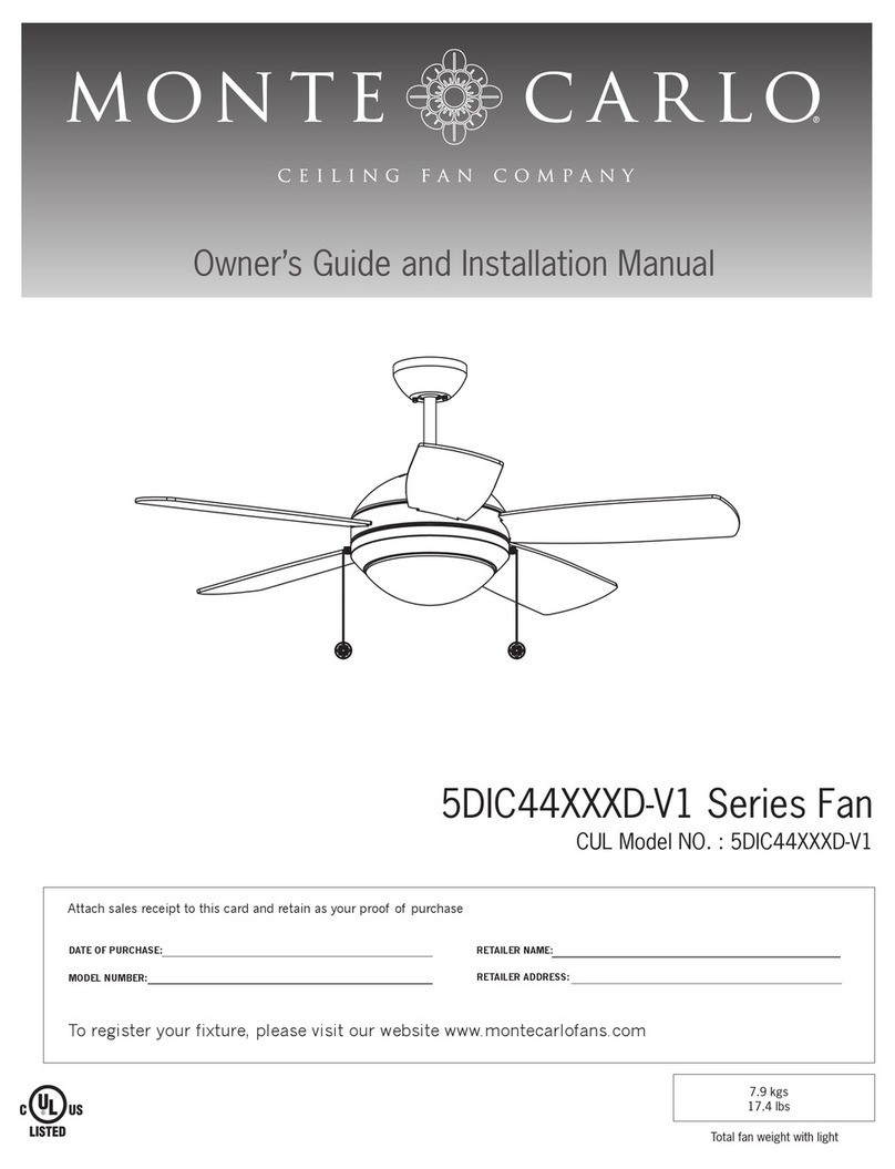 Monte Carlo Fan Company 5DIC44XXXD-V1 Series Owner's guide and installation manual Monte Carlo Fan Company 5DIC44XXXD-V1 Series Owner's guide and installation manual
