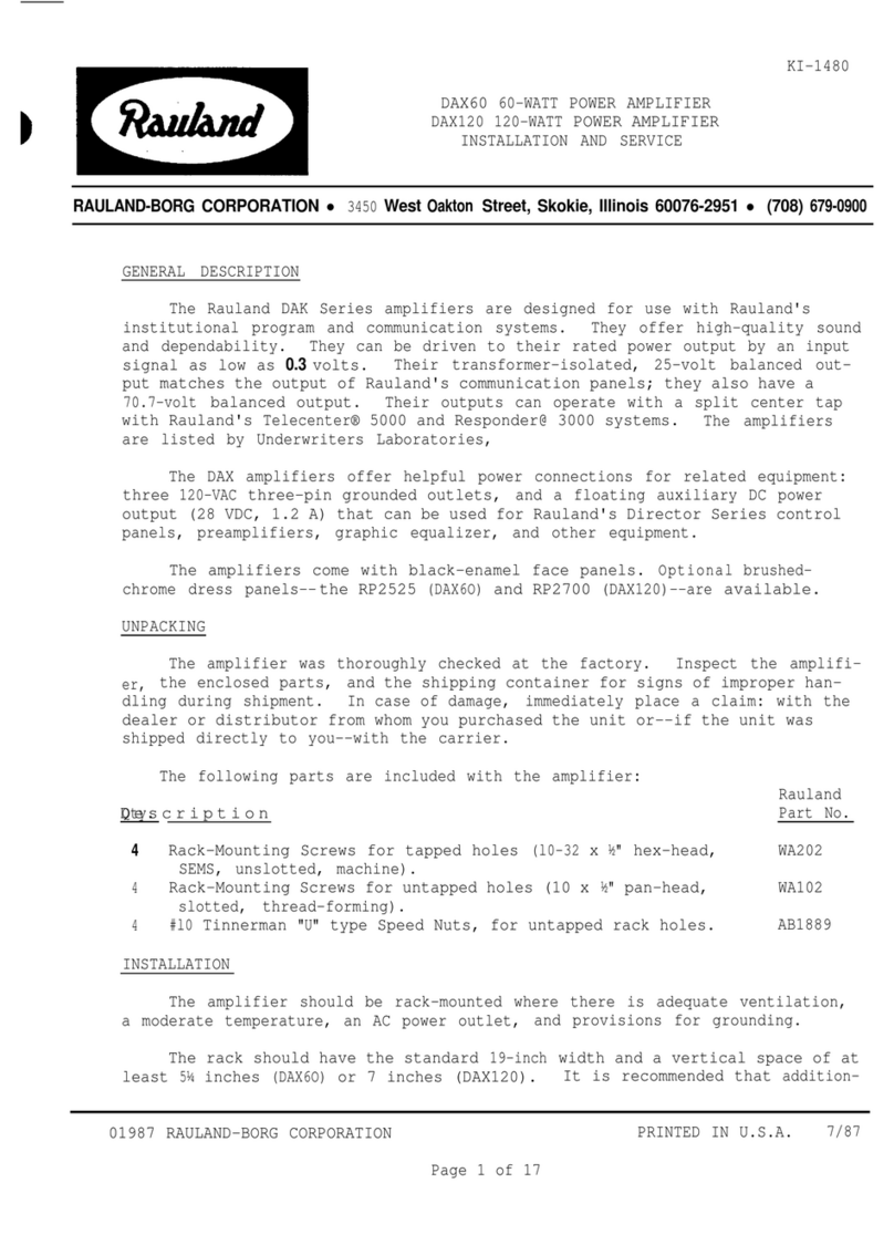 rauland DAX60 Installation and service manual
