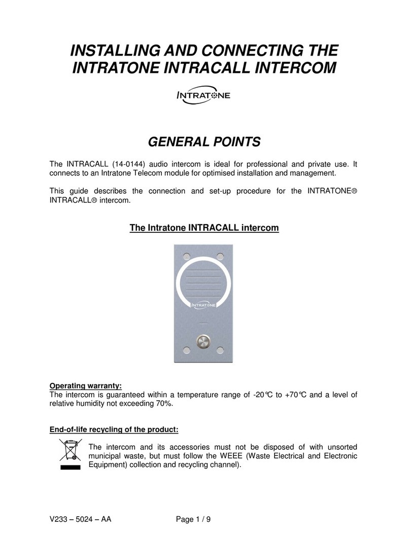 Intratone Intracall 14-0144 Quick start guide Intratone Intracall 14-0144 Quick start guide