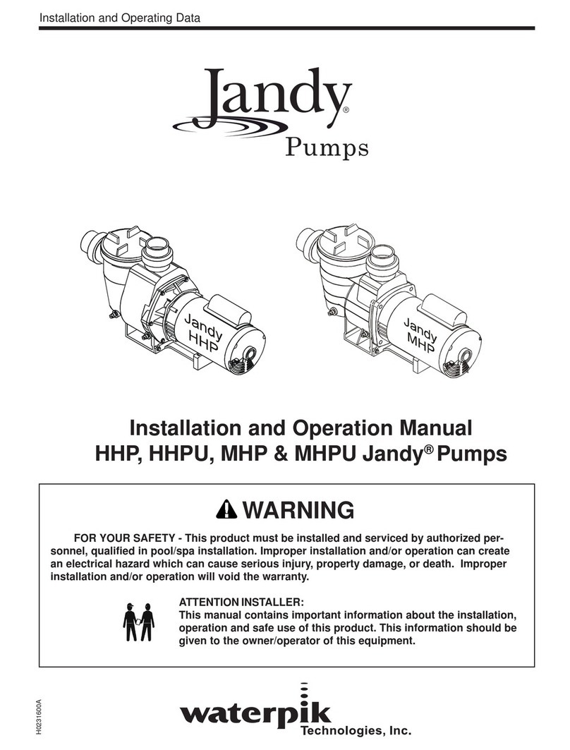 Jandy Pumps HHPU Series Installation and operation manual