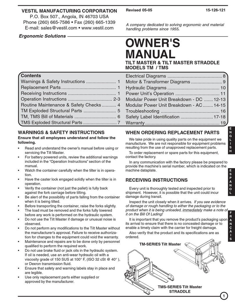 Vestil TM SERIES owner's manual