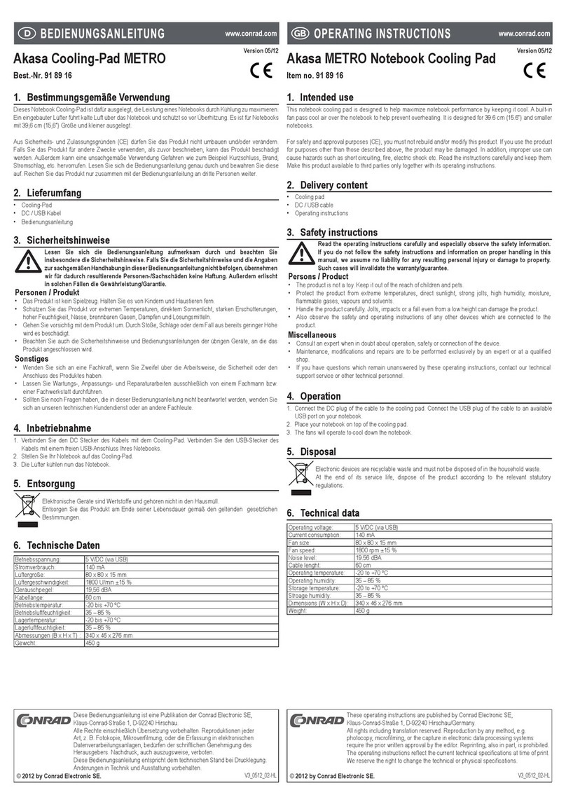Akasa METRO operating instructions