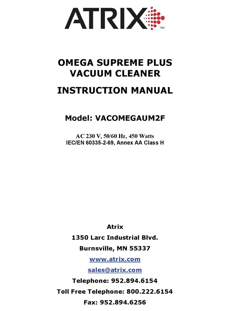 Atrix OMEGA SUPREME PLUS VACOMEGAUM2F User manual Atrix OMEGA SUPREME PLUS VACOMEGAUM2F User manual