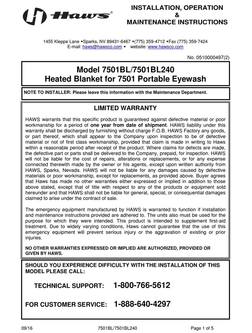 Haws 7501BL Installation, operation & maintenance instructions Haws 7501BL Installation, operation & maintenance instructions