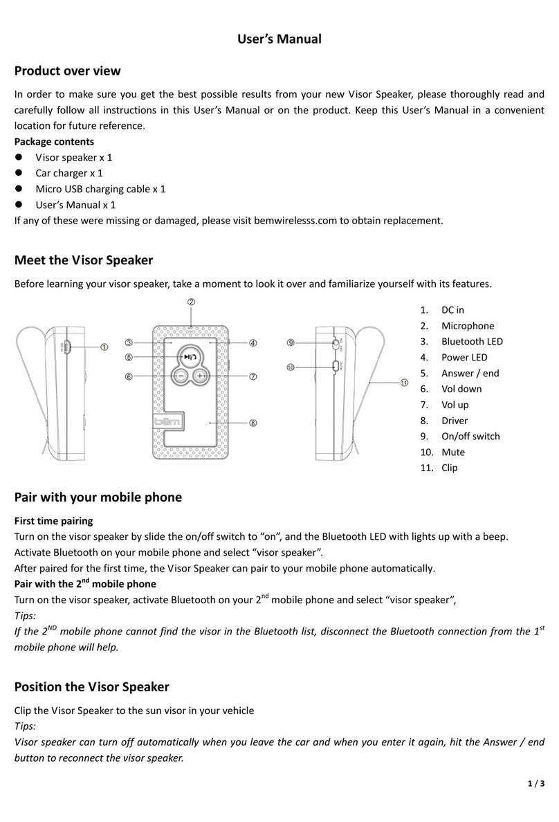 Bem Visor Speaker HL2068 user manual