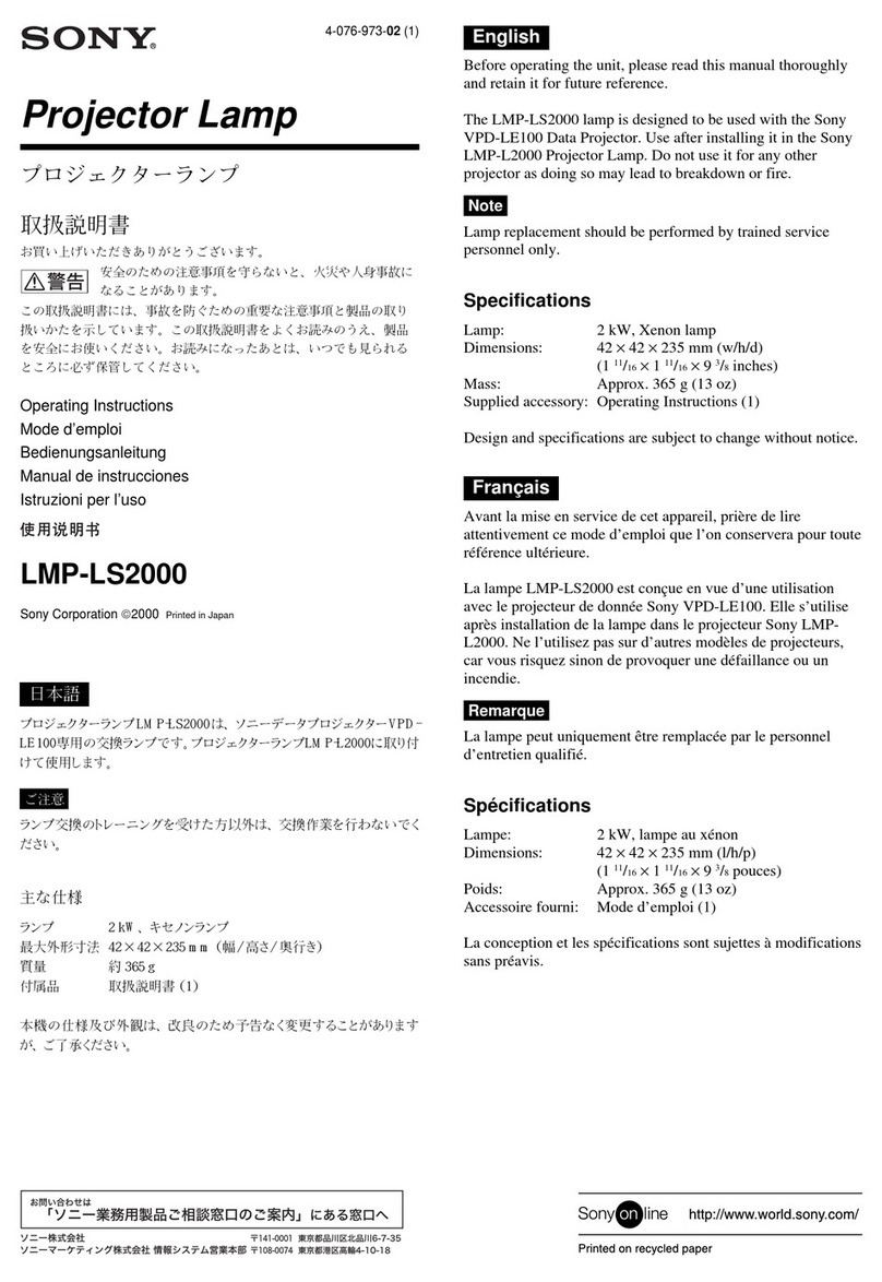 Sony LMP-LS2000 operating instructions