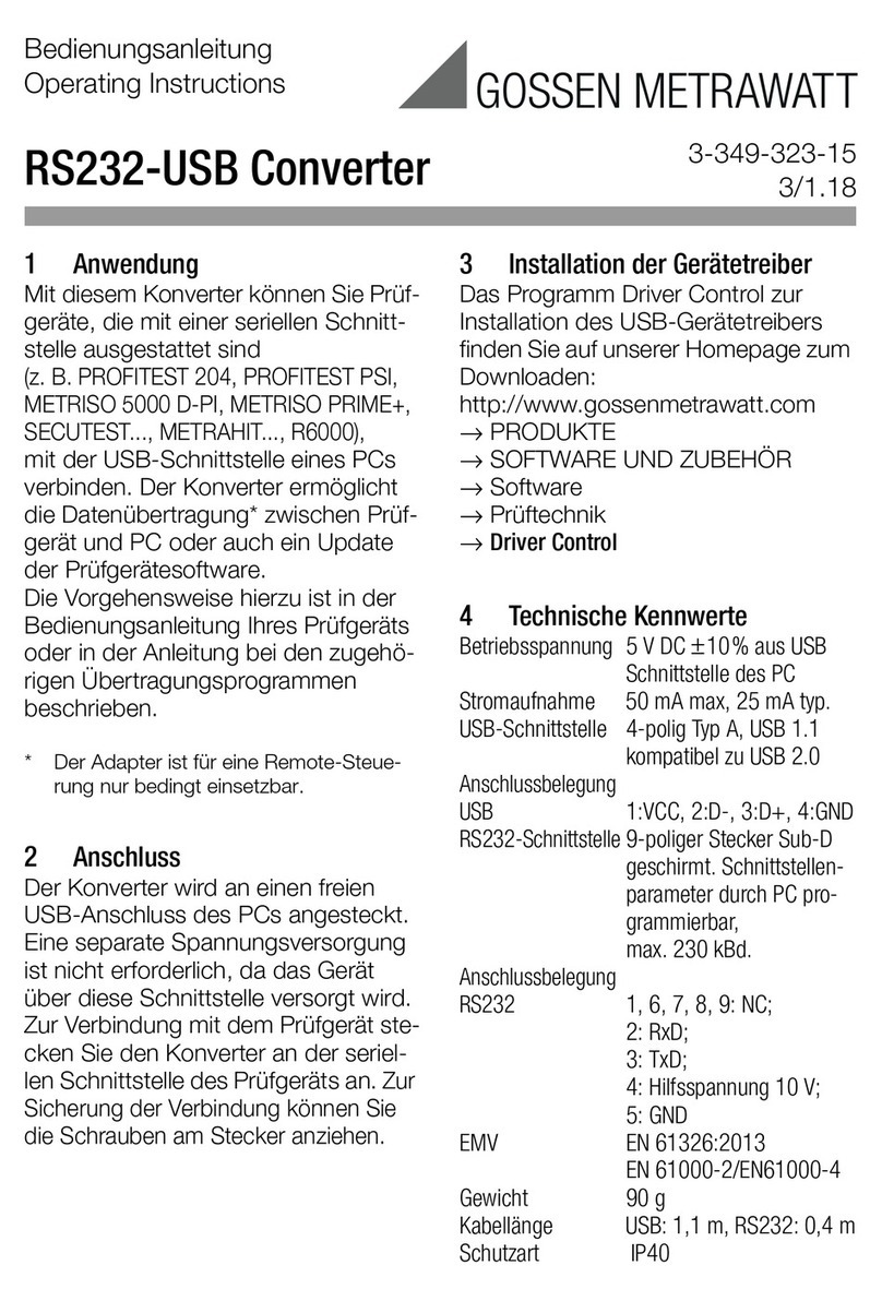 Gossen MetraWatt RS232-USB operating instructions