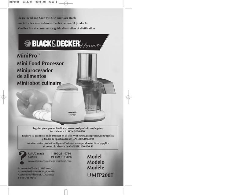 BLACK DECKER MiniPro MFP200T Installation instructions