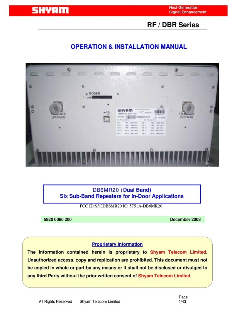 Shyam RF/DBR Series Operation & installation manual Shyam RF/DBR Series Operation & installation manual