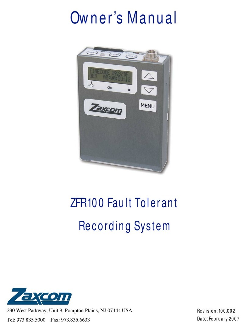Zaxcom ZFR100 owner's manual