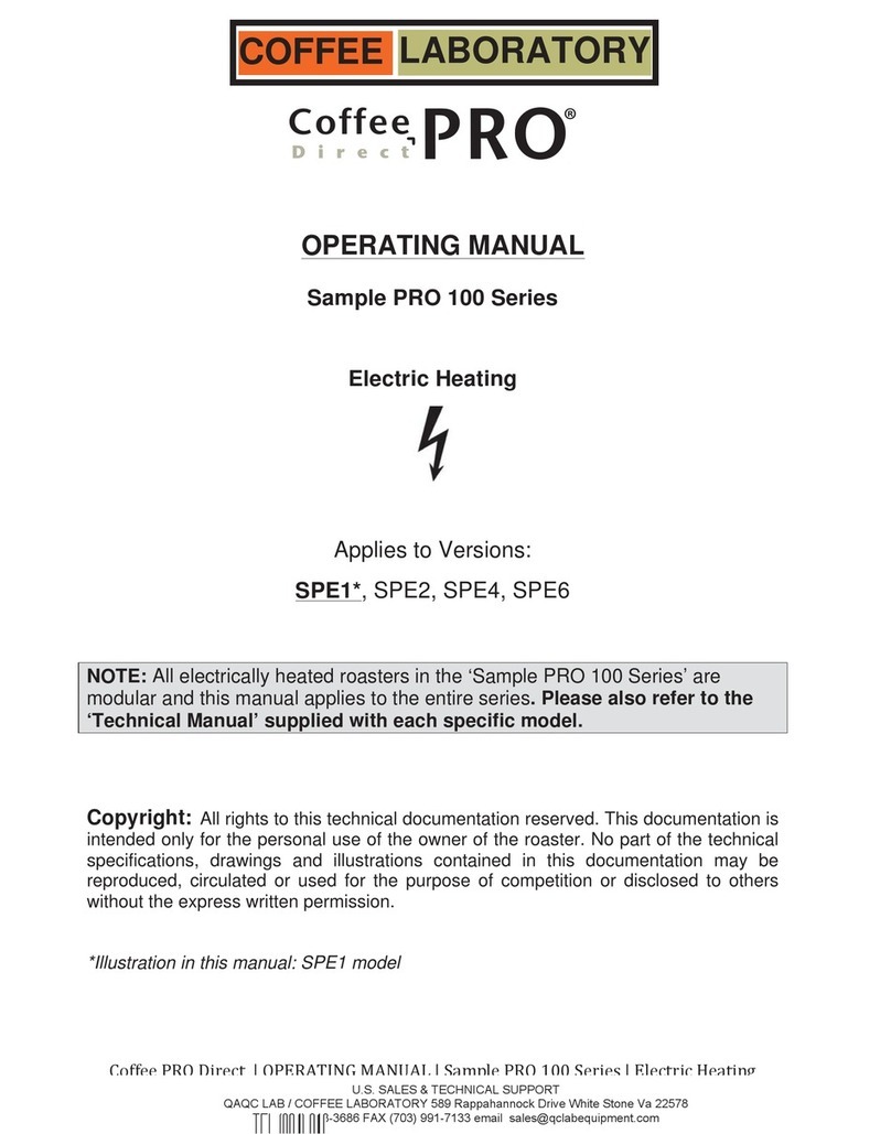 Coffee Pro Direct Sample PRO 100 Series operating manual