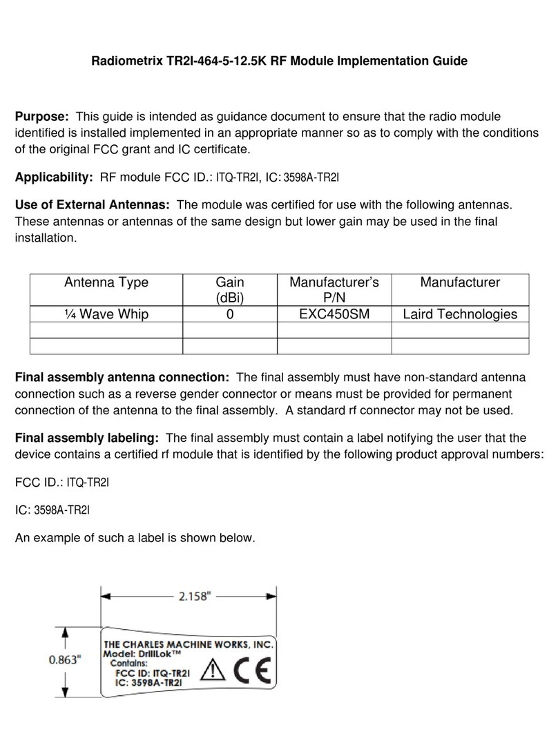 Radiometrix TR2I-464-5-12.5K Implementation guide Radiometrix TR2I-464-5-12.5K Implementation guide