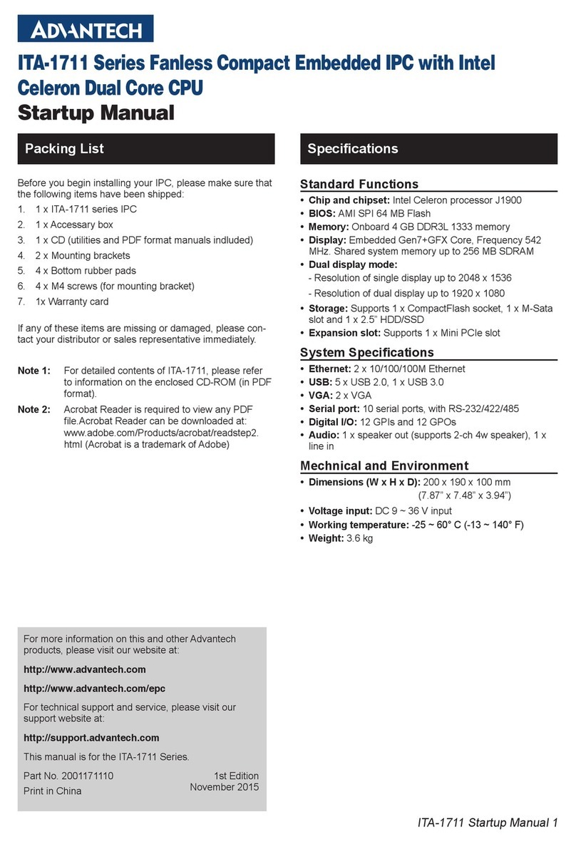 Advantech ITA-1711 Series Installation and operation manual