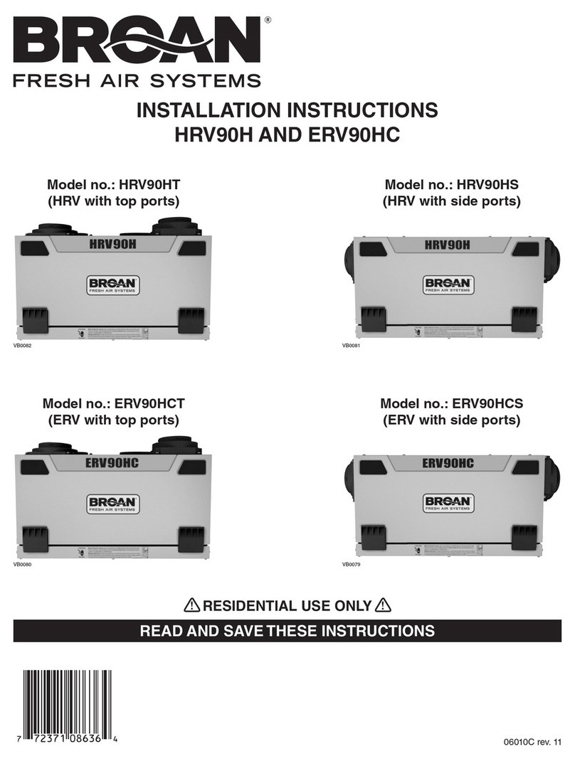 Broan HRV90H Series installation instructions