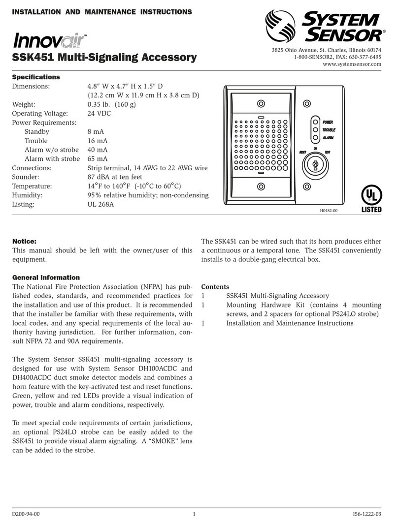 System Sensor Innovair SSK451 Installation and maintenance instructions