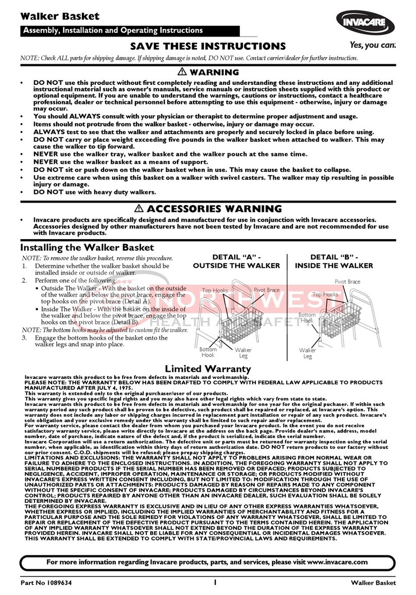 Invacare 6098 operating instructions