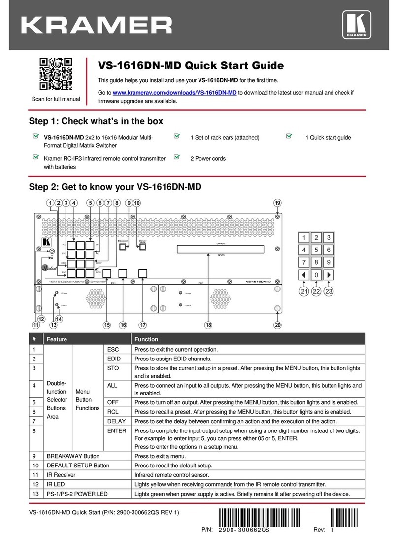 Kramer VS-1616DN-MD quick start guide Kramer VS-1616DN-MD quick start guide