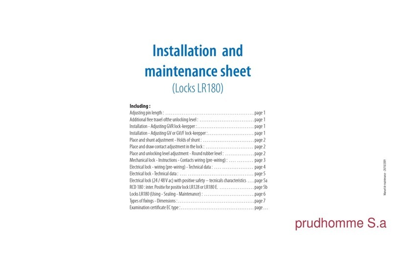 prudhomme LR180 Installation and maintenance sheet